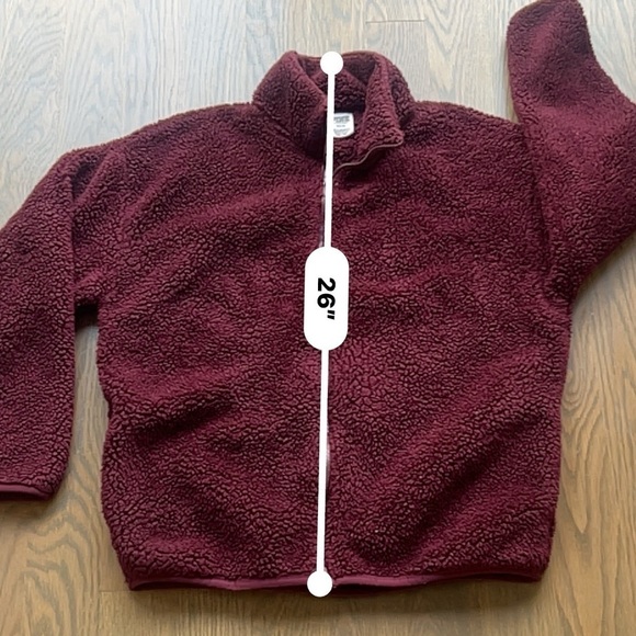 VS PINK Full Zip Fleece Sherpa Jacket coat Burgundy sz M medium y2k K - Picture 3 of 6